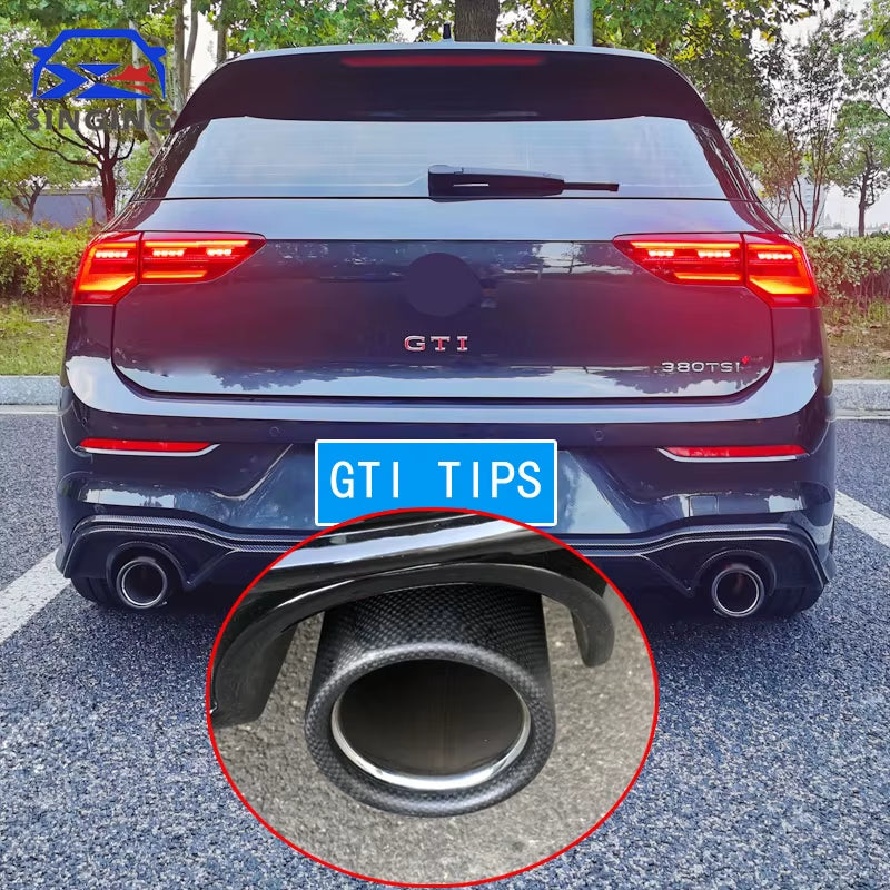 For 2020-2024 VW Volkswagen Golf Mk8 MK7.5 GTI 2.0 Muffler End Pipe Exhaust Tip Carbon Fiber Tail Throat Decoration Cover Parts