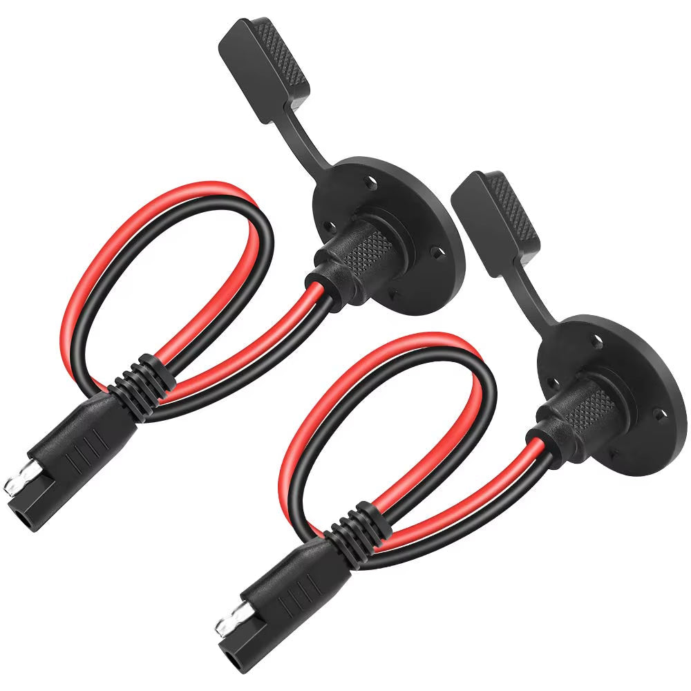 SAE Power Socket Sidewall Port Weatherproof SAE Quick Connect Solar Panel Mount Universal Flush-Mountable Connector 12AWG SAE