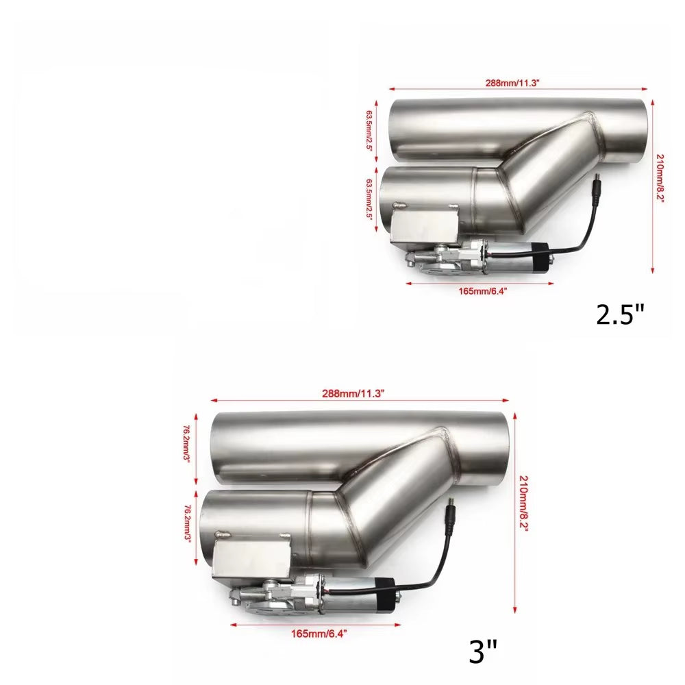 Universal 2.5" 3" Electric Exhaust Cutout Kit Y Pipe Exhaust Control Valve Single Valve System Switch with Remote Control Kit