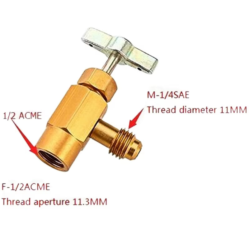 1/4 Thread Adapter R-134A Refrigerant Can Dispensing Bottle Tap Opener Valve 60*35Mm Car Air Conditioner Auto Car Accessories