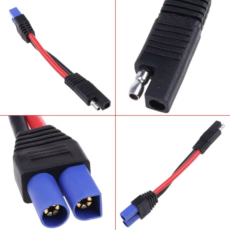 10AWG Connector Cable EC5 Male Plug to SAE Power Automotive for Cars RV Battery Tractor Adapter Solar Panel Extension Wi