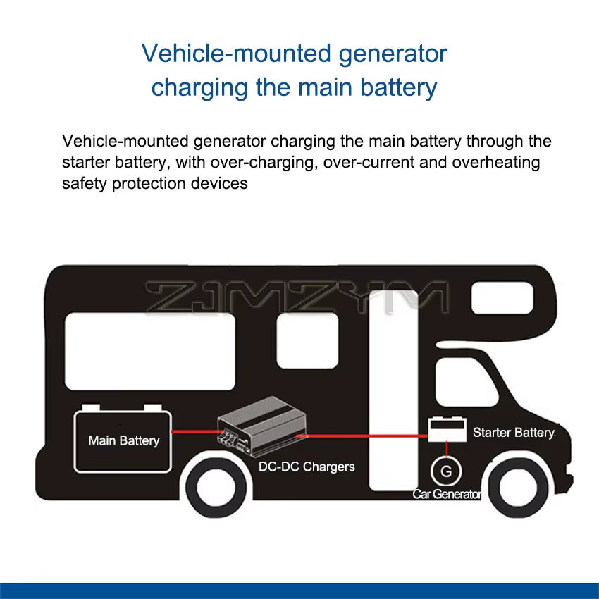 12V 60A Charger Booster for Rvs Campers Ships Lead-Acid DC to DC Charger Support Bluetooth App Automatic Smart Battery Chargers