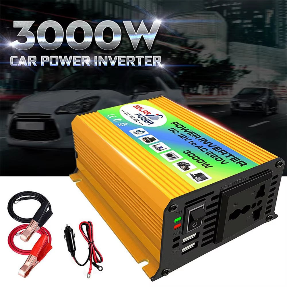 Peak 3000W USB Charge DC 12V to AC 220V Portable Car Power Inverter Charger Converter Adapter DC 12 to AC 220 Modified Sine Wave