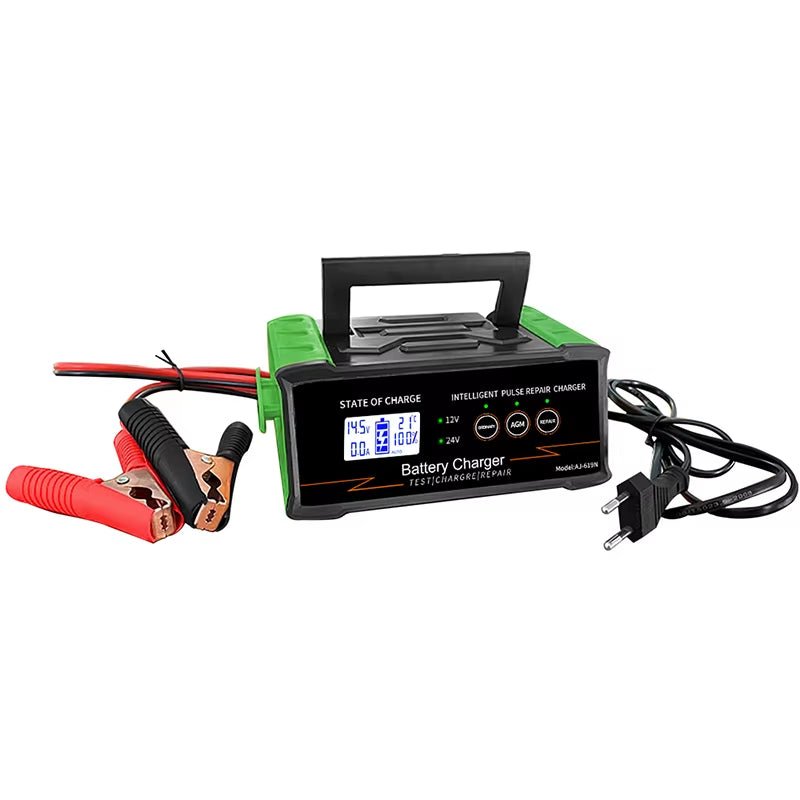 12V-24V Car Battery Charger High Power 300W/400W Smart Battery Charger Fast Charging Wet Dry Lead Acid Digital LCD Display