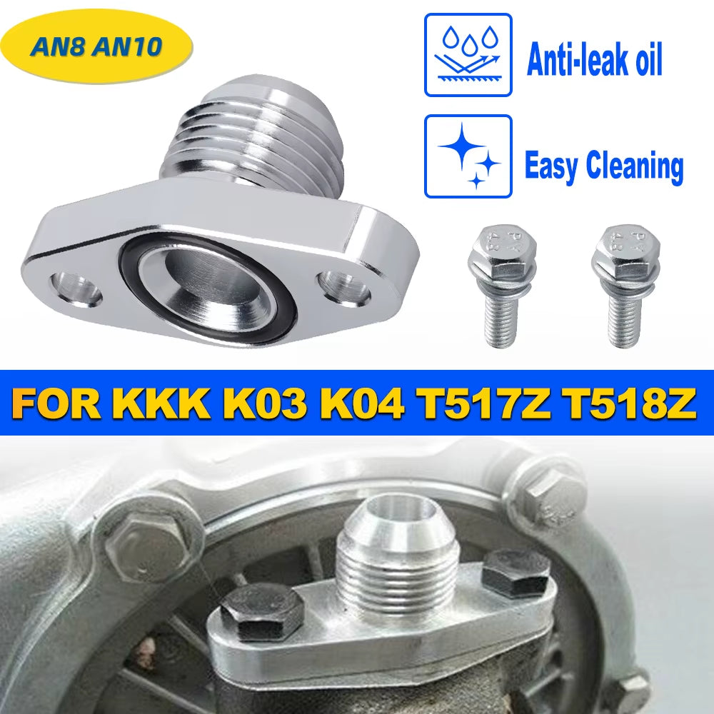 AN8 AN10 Turbo Oil Return Drain Flange Adapter Kit for IHI RHF4 RHB4 RHB5 KKK K03 K04 for Mitsubishi TD04-TD06 Series Turbo