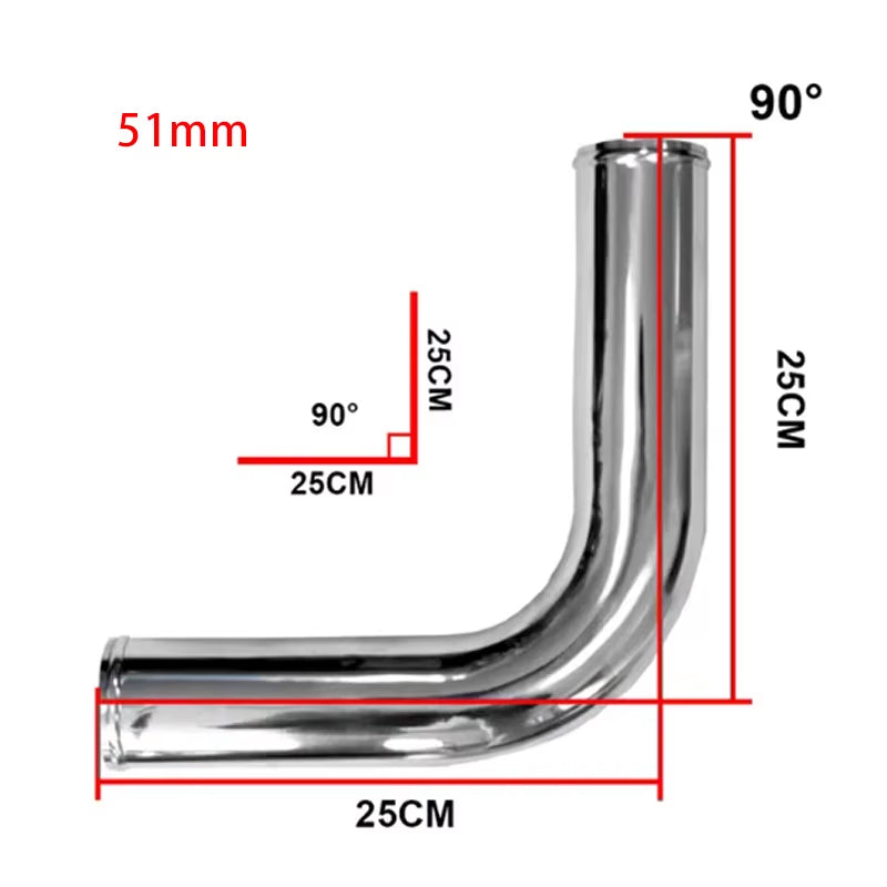 0/45/90/180 Degree Aluminum Tube Universal 2 Inch "51Mm Intercooler Cold Intake Pipe Racing Turbo High Flow