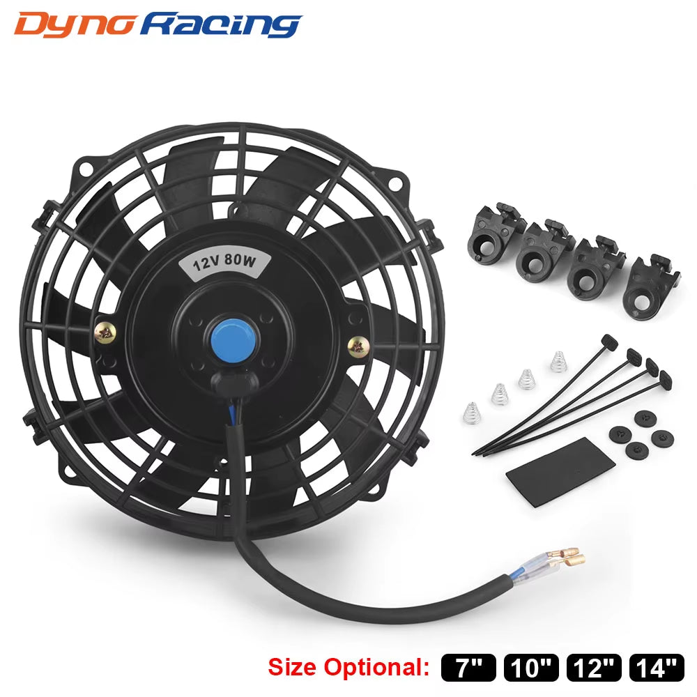 Universal 7/10/12/14 Inch 12V 80W 2100RPM Car Air Conditioning Electronic Radiator Cooling Fan Blade Electric Cool Mountingkit