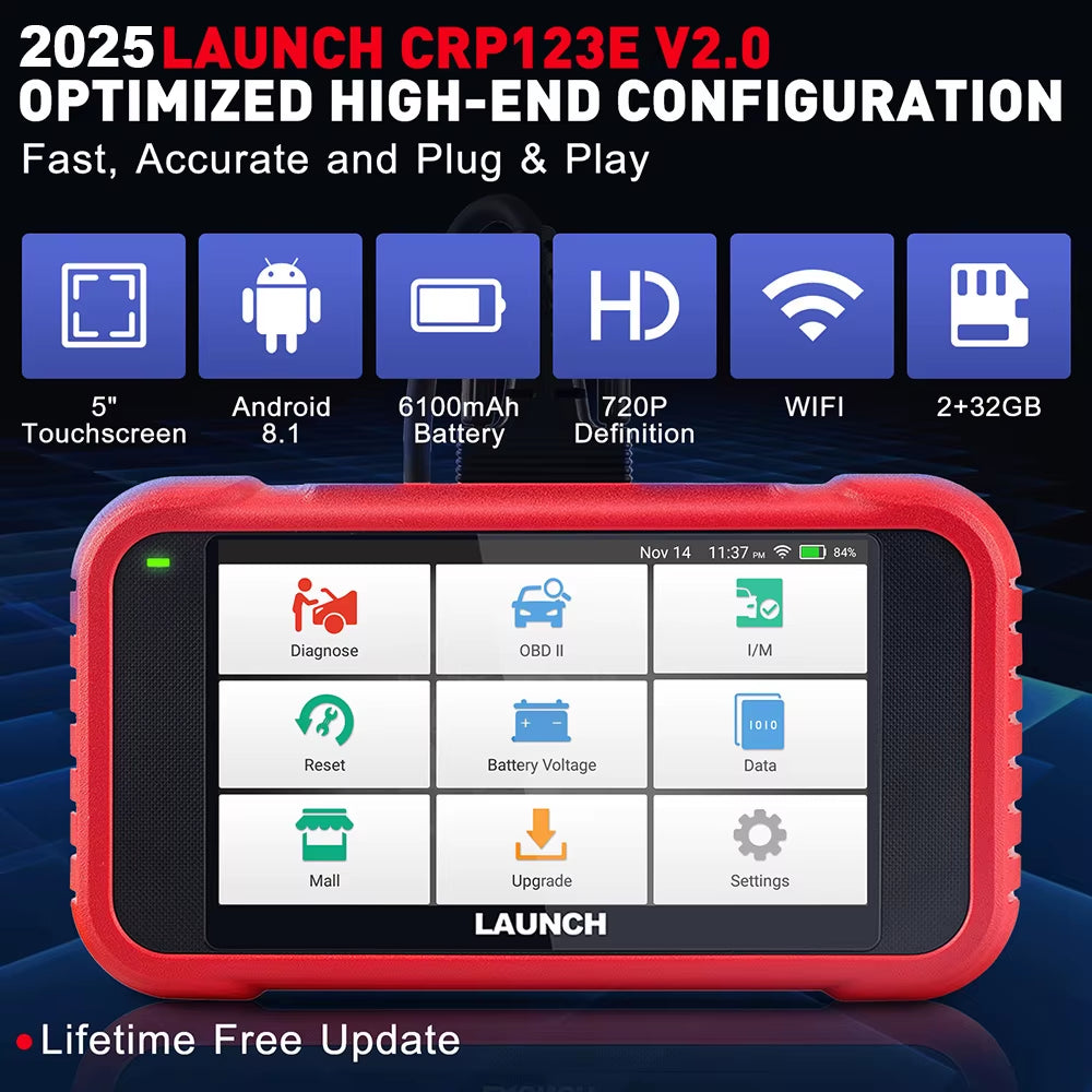 X431 CRP123E V2.0 CRP123I V2.0 Car Diagnostic Tools Obd Obd2 Code Reader Scanner ENG ABS SRS at Auto Scan Tool 7 Reset Service Free Update