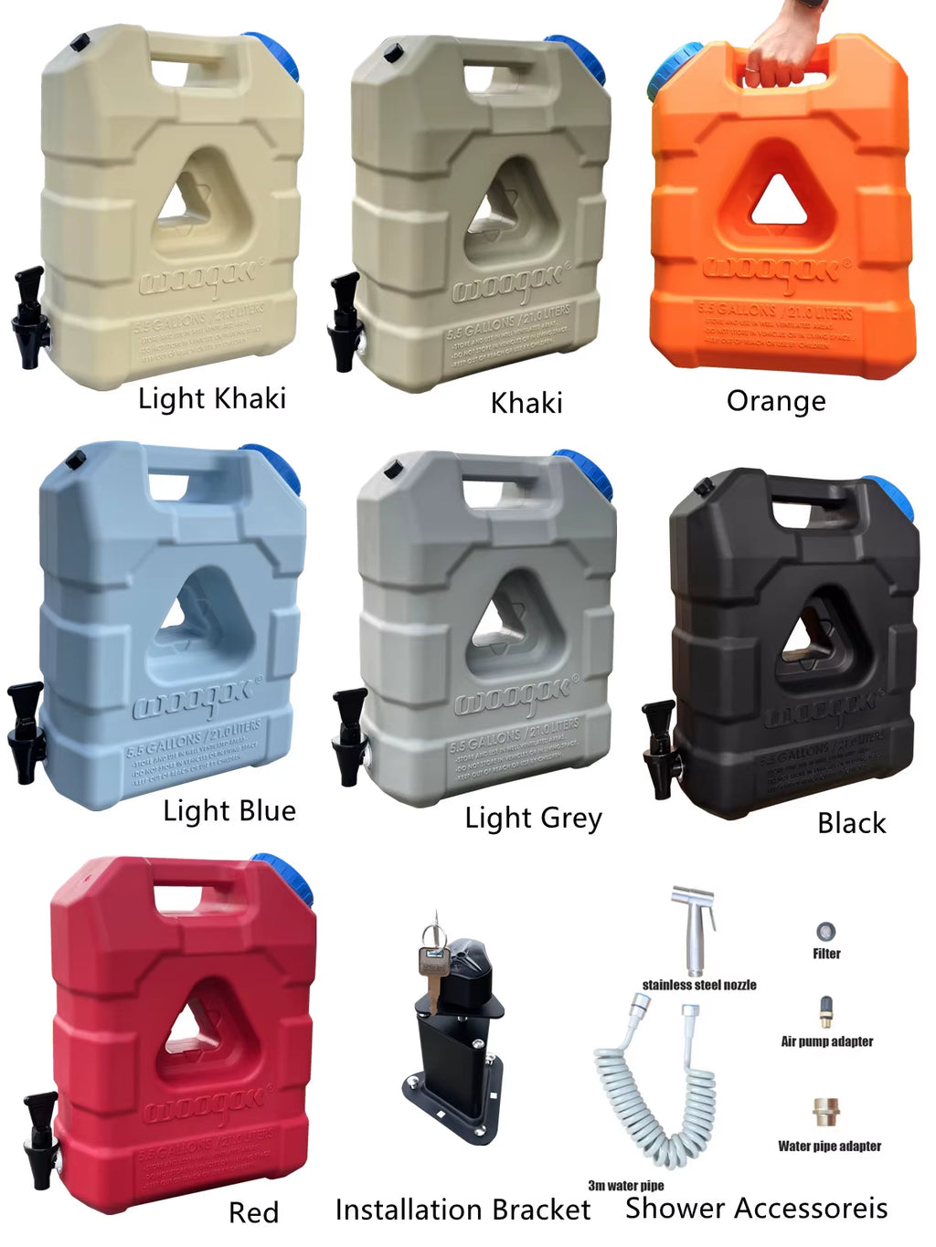 Car Mounted 21L Water Tank Large Capacity Portable Camping Water Storage Bucket Detachable Faucet for Outdoor Travel Driving