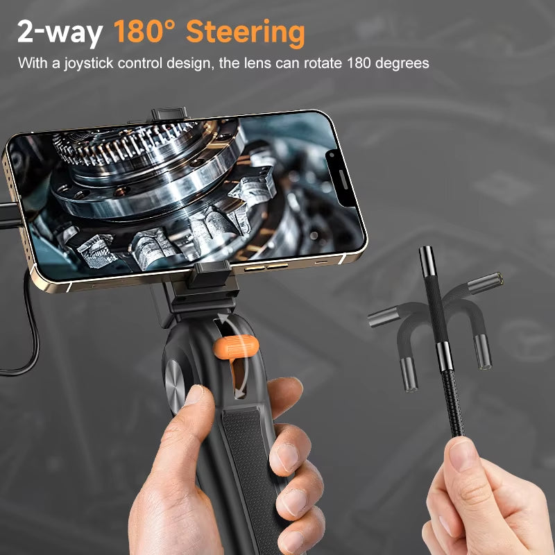 6.2Mm/8.5Mm Articulating Borescope 1080P 2-Way 180° Steering Hand-Held Industrial Endoscope Inspection Camera for Ios/Type C