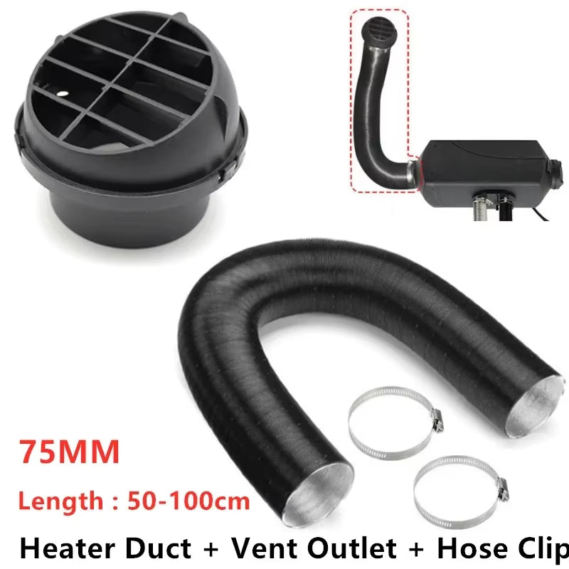 42/60/75/90Mm Heater Pipe Duct +Warm Air Outlet + 2X Hose Line Clip Blown Air Parking Heater for Eberspacher Webasto Propex